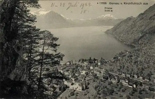 Ak Gersau Kanton Schwyz, Panoramablick auf  Pilatus, Vierwaldstättersee, Berge