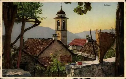 Ak Brione Kt. Tessin Schweiz, Kirche, Wohnhäuser, Mauer