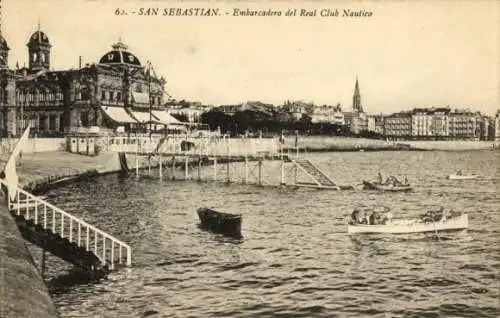 Ak Donostia San Sebastian Baskenland, Embarcadero, Real Club Nautico, Boote, Stadtansicht
