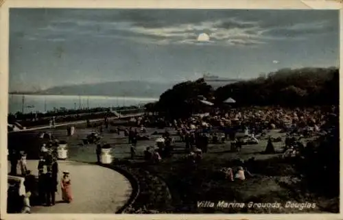 Ak Douglas Isle of Man, Villa Marina Grounds, Menschenmengen, Landschaft, See