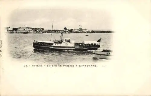 Ak Anvers Antwerpen Flandern, Bateau de passage à Sainte-Anne