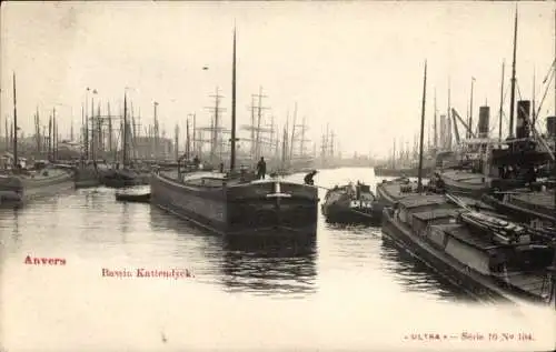 Ak Anvers Antwerpen Flandern, Hafenansicht, Boote, große Segelschiffe, Wasserweg