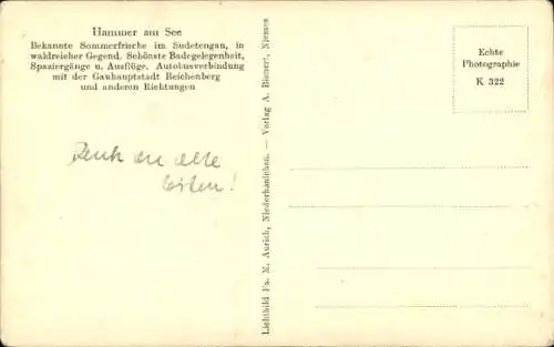 Ak Hamr na Jezeře Hammer am See Region Reichenberg, Hammersee