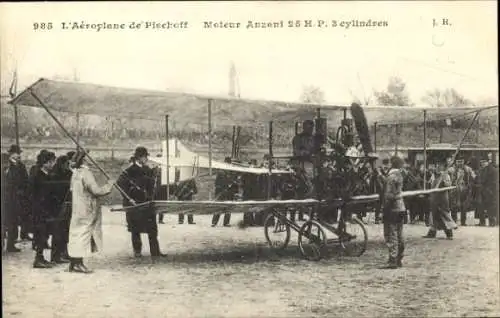 CPA L'Aéroplane de Pischoff, Moteur Anzani