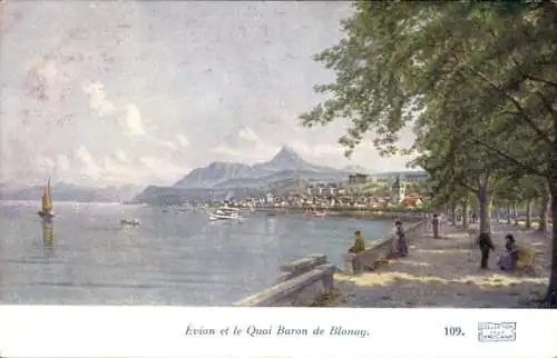Ak Évian les Bains Haute Savoie, Quai Baron de Blonay