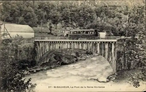 Ak Saint Sauveur Hautes Pyrénées, Königin-Hortense-Brücke