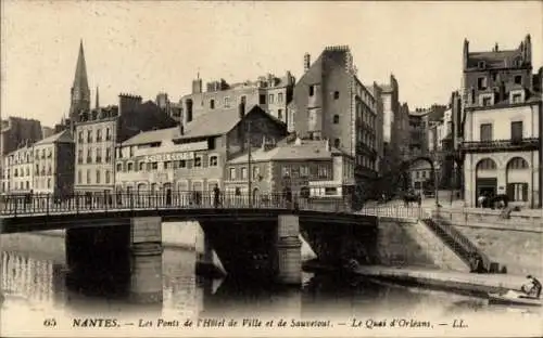 Ak Nantes Loire Atlantique, Biscuits Lefevre-Utile, Brücke, Gebäude, Stadtansicht, Quai d'Orléans