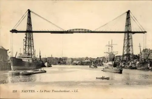 Ak Nantes Loire Atlantique, Le Pont Transbordeur, Hafenansicht, Schiffe, Brücke