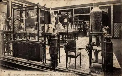 Ak Lyon Rhône, Ausstellung 1914, Salon de la Mana, Skulpturen, Vasen, Stühle