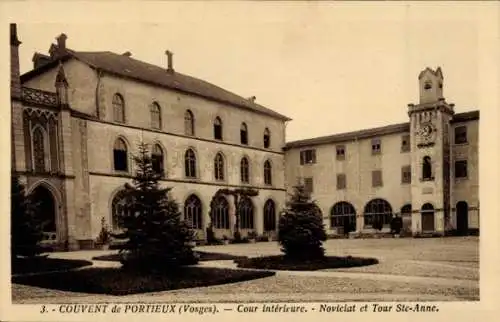 Ak Portieux Vosges, Convent, Innenhof, Noviziat, Turm Ste-Anne
