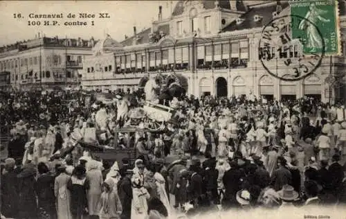 Ak Nice Nizza Alpes Maritimes, Karnevalszug, Menschenmenge,  Gebäude, Festlichkeiten, Kostüme