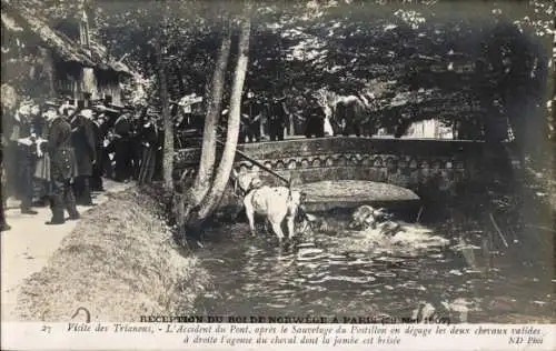 Ak Versailles Yvelines, Visite des Trianons, Roi der Norwege 1907