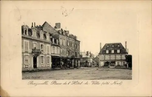 Ak Beuzeville Eure,  Place de l'Hôtel-de-Ville, Nordseite,  Gebäude