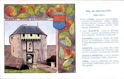 Ak Caen Calvados,  Porte du Château, Sehenswürdigkeiten, Historische Orte, Calvados
