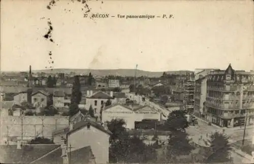 Ak Bécon les Bruyères Hauts de Seine, Panoramablick auf  alle Gebäude, Fahrräder