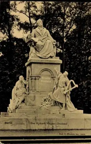 Ak Berlin Tiergarten, Richard Wagner Denkmal