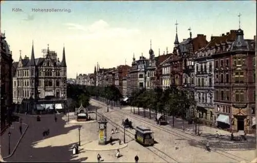 Ak Köln am Rhein, Stadtansicht Hohenzollernring, Straßenbahn,  Gebäude