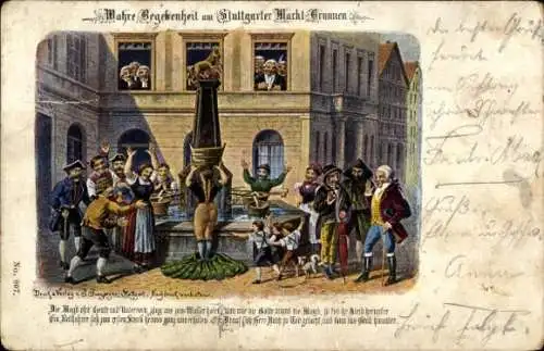 Litho Stuttgart in Württemberg, Marktbrunnen