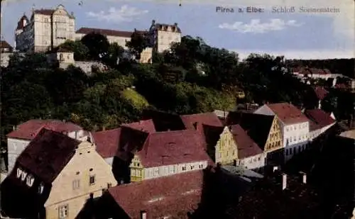 Ak Pirna in Sachsen, Partie am Schloss Sonnenstein