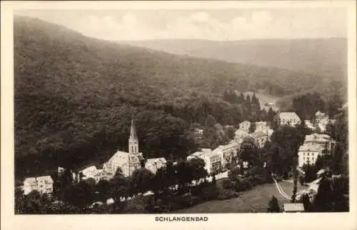 Ak Schlangenbad im Taunus Hessen, Landschaft, Kirche, Gebäude, Wald,  