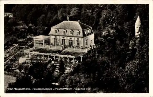 Ak Bad Mergentheim in Tauberfranken, Fliegeraufnahme, Terrassenkaffee Waldeck