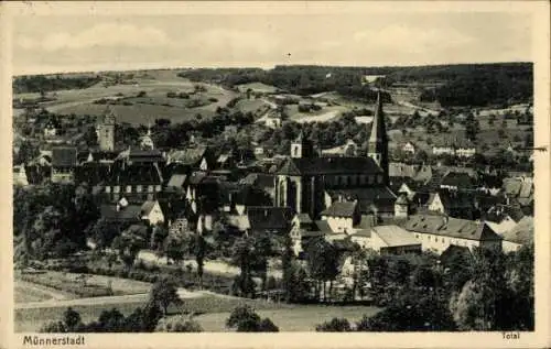 Ak Münnerstadt in Unterfranken Bayern, Gesamtansicht, Kirche
