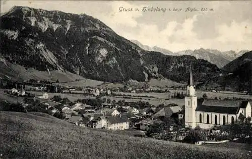 Ak Bad Hindelang im Oberallgäu, Berglandschaft, Kirche, Häuser, Alpen, Dorfidylle