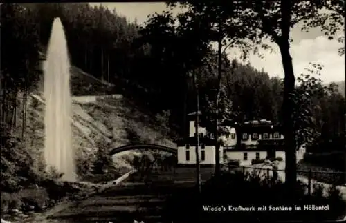 Ak Lichtenberg in Oberfranken, Wiedes Kraftwerk, Fontäne
