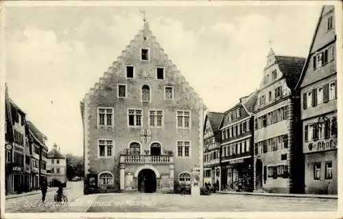 Ak Bad Mergentheim in Tauberfranken, Rathaus, Marktplatz,  Architektur, Straßenansicht