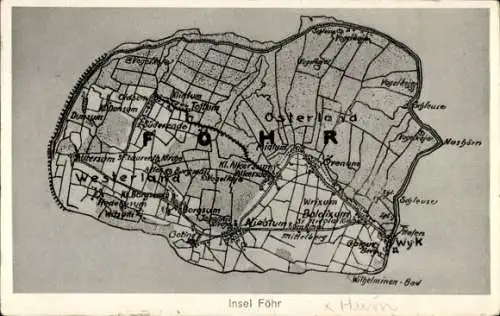 Landkarten Ak Insel Föhr Nordfriesland, Westerland, Osterland, Boldixum, Nieblum