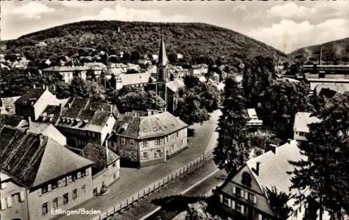 Ak Ettlingen Baden, Albpartie mit evangelische Kirche und Rottberg