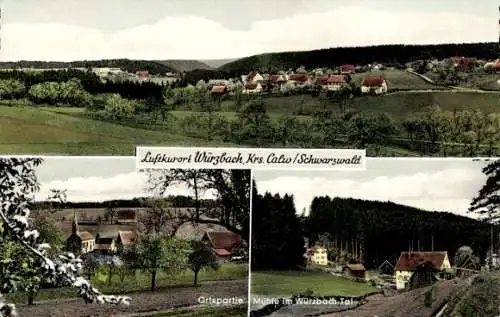 Ak Würzbach Oberreichenbach im Schwarzwald, Luftkurort  Krs. Calw/Schwarzwald, Mühle im Würzbach-