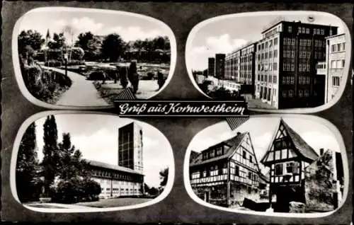 Ak Kornwestheim Korntal Münchingen im Kreis Ludwigsburg, Fachwerkhaus, Park