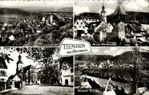 Ak Tiengen am Oberrhein, Gesamtansicht, Tiengen, An der Stadtmauer, Peter Thumb Kirche, Wutach-Br