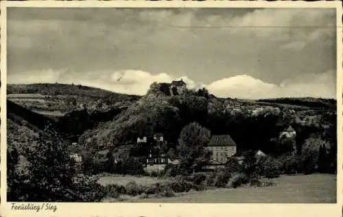 Ak Windeck an der Sieg, Blick auf Friedrichsburg, Hügel, Gebäude, Natur, Wolken