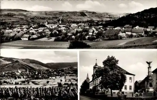 Ak Merxheim an der Nahe, Panorama, Denkmal, Rathaus