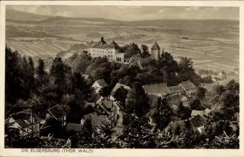 Ak Elgersburg in Thüringen, Burg auf Hügel, Häuser, Landschaft, Wälder,  Umgebung