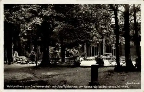 Ak Brotterode in Thüringen, Waldgasthaus, Scheffeldenkmal, Rennsteig, Thüringer Wald