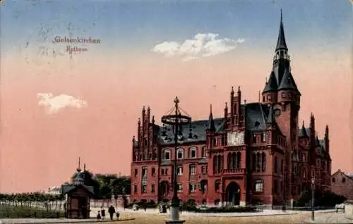 Ak Gelsenkirchen im Ruhrgebiet, Rathaus, Straßenlaterne