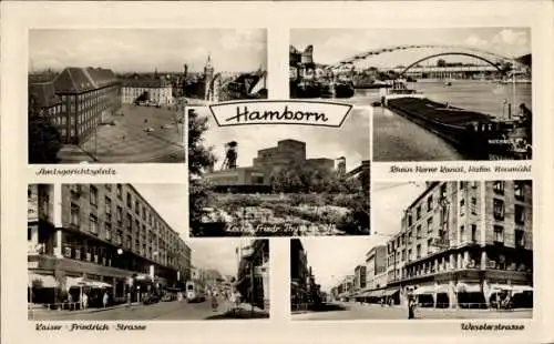 Ak Hamborn Duisburg im Ruhrgebiet, Amtsgerichtsplatz, Kaiser-Friedrich-Strasse, Rhein Herne Kanal