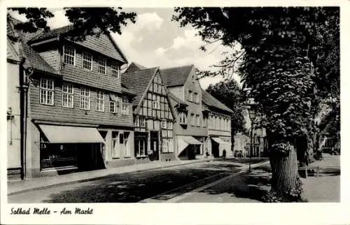 Ak Melle in Niedersachsen, Markt, Fachwerkhaus