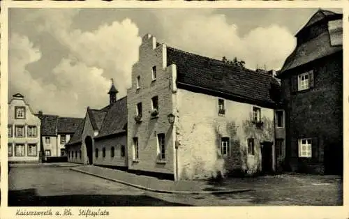 Ak Kaiserswerth Düsseldorf am Rhein, Historische Gebäude, Straßenszene, Stiftsplate
