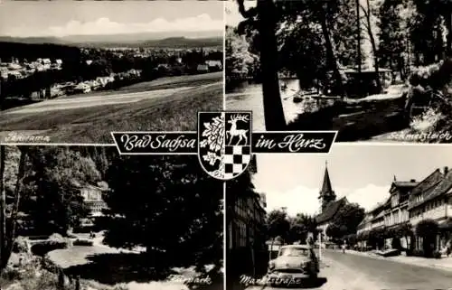 Ak Bad Sachsa im Harz, Panorama, Schmelzteich, Flurpark, Marktstraße