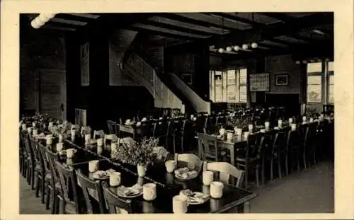 Ak Kakenstorf in Niedersachsen, Speisesaal, lange Tische, Stühle, Keramiktassen