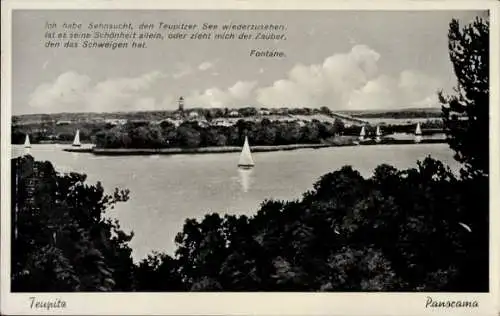 Ak Teupitz in Brandenburg, Stadtpanorama, Seepartie, Boote