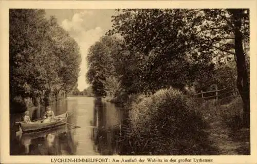 Ak Lychen Himmelpfort in der Uckermark, Am Ausfluß der Woblitz in den großen Lychensee