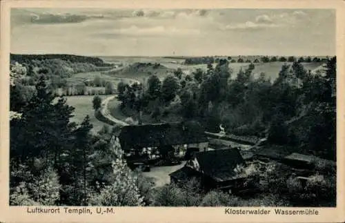 Ak Templin in der Uckermark, Landschaft mit Wassermühle, ländliche Szenerie, Templin
