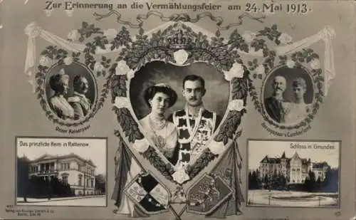 Ak Herzog Ernst August, Victoria Luise, Kaiserpaar, Herzogspaar, Vermählung am 24. Mai 1913, Gmunden