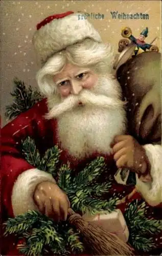 Präge Ak Frohe Weihnachten, Weihnachtsmann, Geschenke