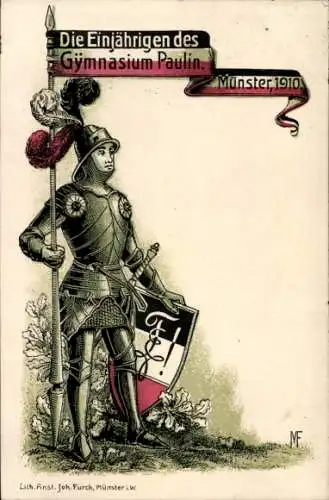 Studentika Litho Münster, Die Einjährigen des Gymnasium Paulin 1910